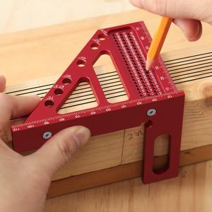 1 pieza Regla de medición de ángulos múltiples en 3D de aleación de aluminio, ergonomía, materiales de alta calidad, sólido y duradero, con transportador y diseño de triángulo de mitra, regla de marcar para carpintería, ideal para carpintería y dibujo
