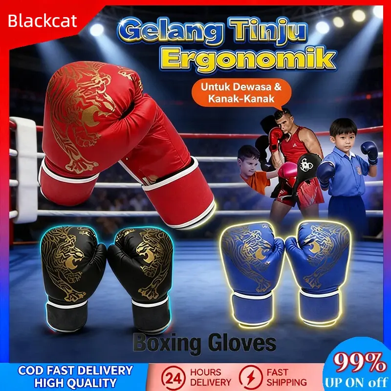 【COD】Sarung Tinju Anak & Dewasa / Sarung Tinju Muay Thai Premium Kulit PU Boxing Gloves Cover Finger Boxing Gloves