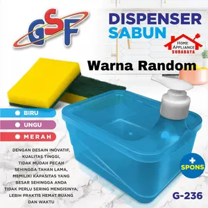Dispenser Tempat Sabun Cuci Piring Viral 2 IN 1 + Spon GSF Wadah Kotak / Bulat