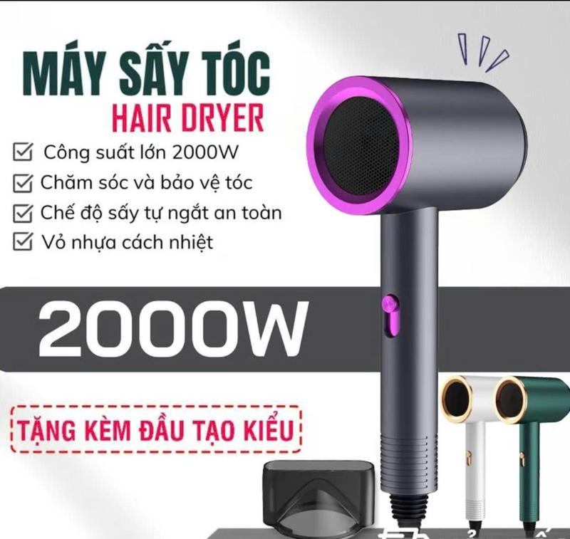  Máy Sấy Tóc 2 Chiều Nóng Lạnh Công Suất Lớn 2300W Nhanh Khô 3 Chế Độ Sấy Tạo Kiểu Chăm Sóc Tóc Chuẩn Salon Kèm Mỏ Vịt 