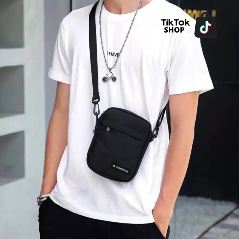Paket Kombo Hemat Buy 1 Get 4 Tas Slingbag Highmore Original Pria Hitam Elegan Selempang 4