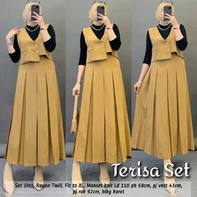 Set Terisa Label Jasmine Oneset Rok Wanita Terkini Terisa - Gamis, Setelan, Dress, Formal, Kulot, Baju, Muslim, Cantik, Atasan, Remaja 0