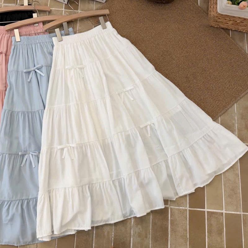 Chân váy dài xòe bồng bềnh 5 tầng đính nơ dễ thương đi biển chống nắng S217