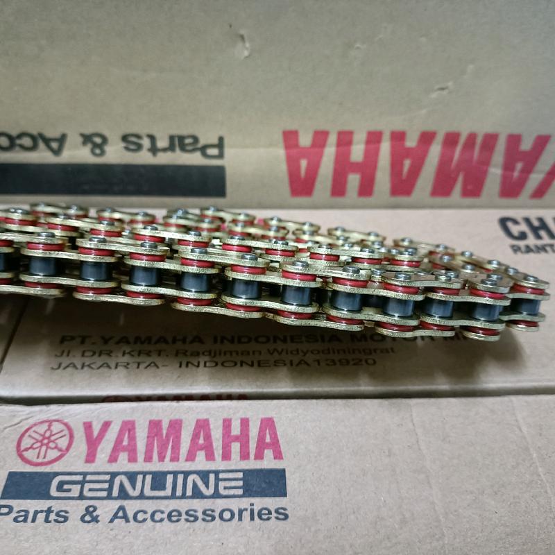 YAMAHA CHAIN RANTAI MOTOR ORING 415/428 132L CHAIN MOTOR Gold Emas ...