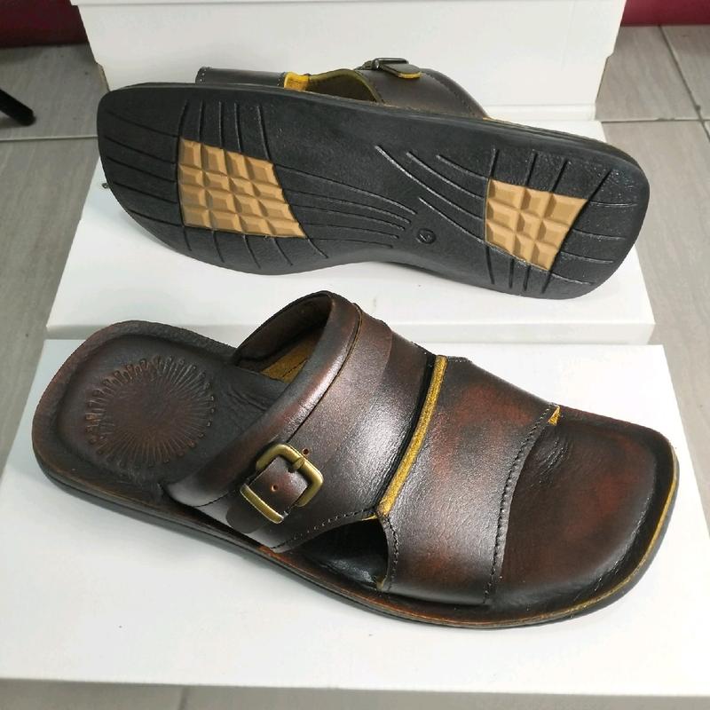 SANDAL KULIT PRIA - KULIT SAPI ASLI 100% - JEAS MARSHALL 04 HITAM ( PRODUKSI SENDIRI ) 4