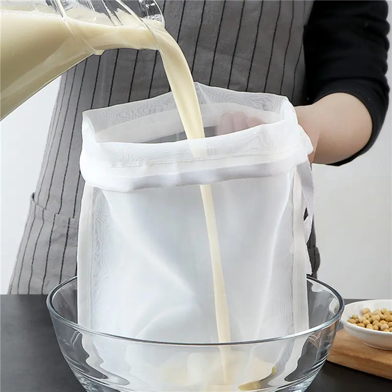 Túi Lọc Nylon Nhà Bếp, CS, 1 Chiếc, Có 100 / 200 / 300 Lưới, Túi Lọc Dây Rút, Thích Hợp Cho Túi Lọc Sữa Đậu Nành, Túi Lưới Lọc Thực Phẩm, Dụng Cụ Lọc Nhà Bếp 0