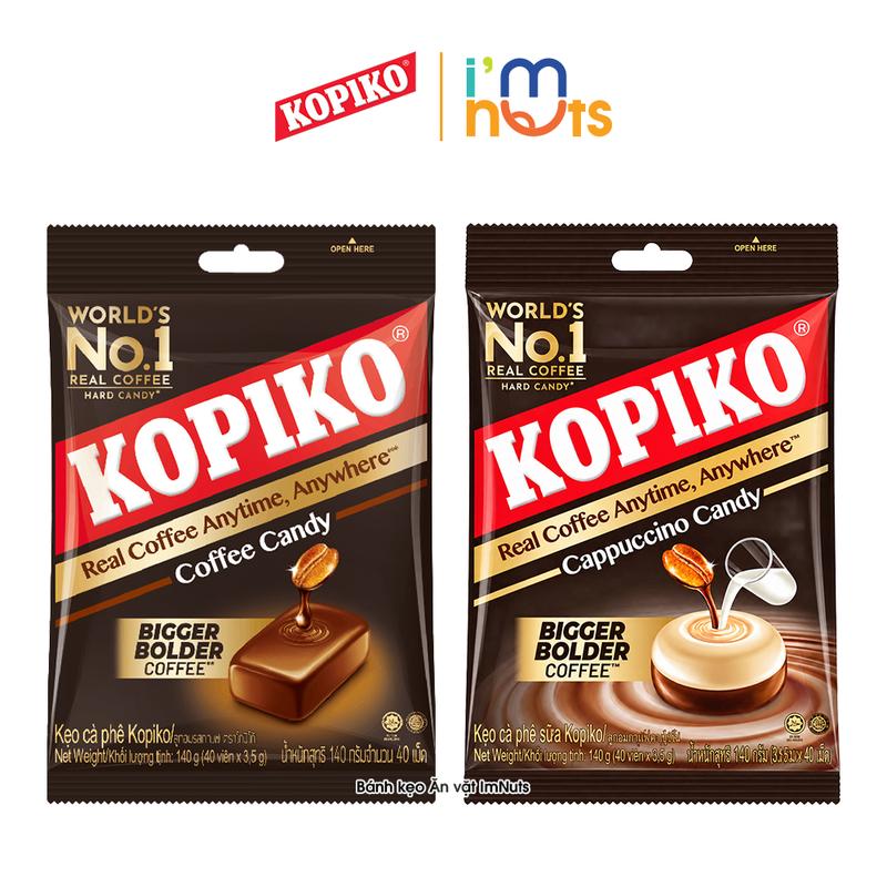 Kẹo Cà Phê Kopiko Gói 140g Vị Cà Phê Đen Và Cappuccino Sữa
