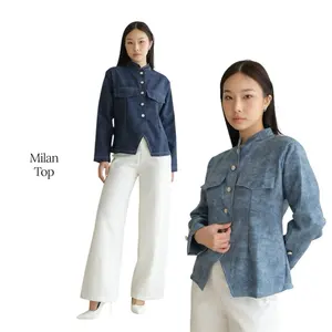 RARENOA - Milan Button Top - Atasan Wanita Lengan Panjang