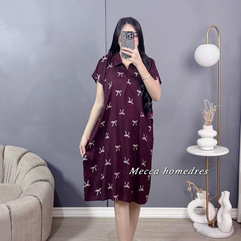 Mecca Dress korea style motif pita - Daster Motif rayon viscose busui resleting Bumil Wanita 2