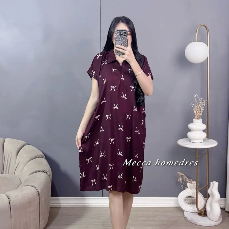 Mecca Dress korea style motif pita - Daster Motif rayon viscose busui resleting Bumil Wanita 1