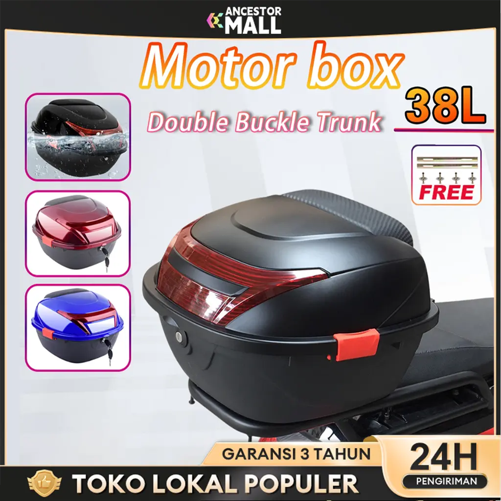 Ancestor Mall Box Motor 38l Box Belakang Motor Kapasitas Tas Motor Tailbag Kotak Sepeda Motor Kendaraan Listrik