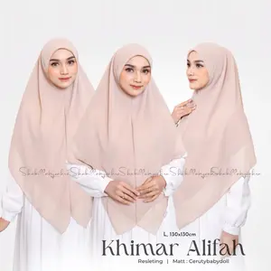 Jilbab Instan Jumbo Resleting Ceruty 2 Layer Hijab Syari Jumbo Zipper Khimar Instant 130x130cm Ceruty