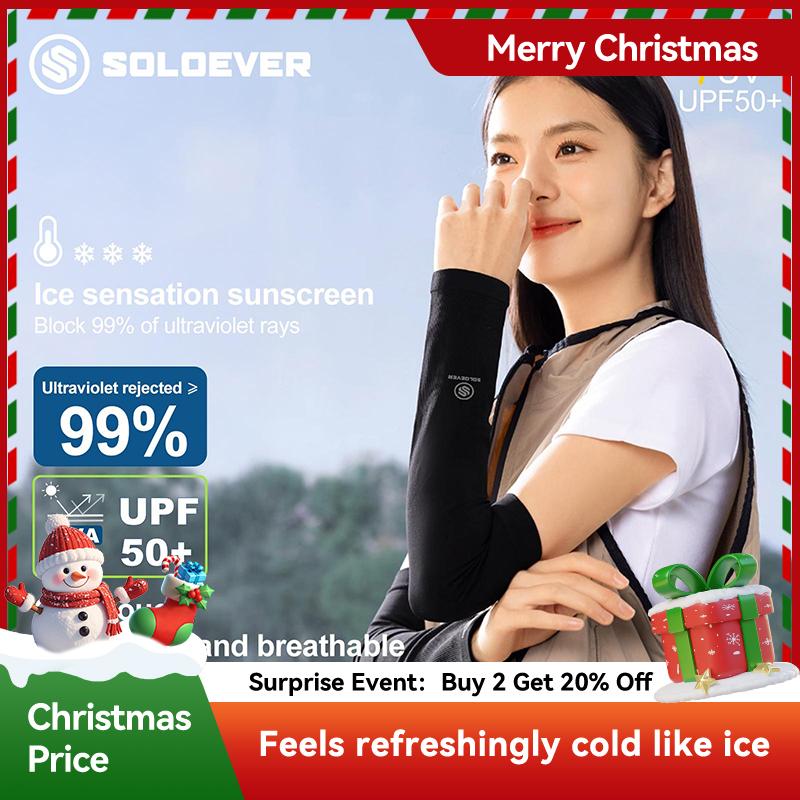 【Best Seller】SOLOEVER Arm Sleeves 1 Pair ปลอกแขนกันแดด UV UPF50+แขนเสื้อ ปลอกแขนฤดูร้อน พร้อมปลอกนิ้