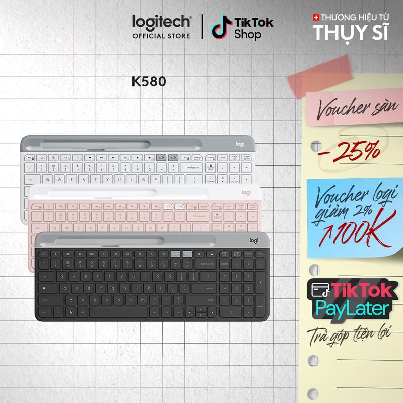Bàn phím không dây Bluetooth Logitech K580 - Đa thiết bị, mảnh gọn, PC/ iPad…