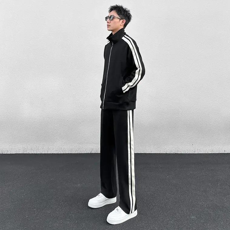 NEW2025 Bộ Quần Áo Thể Thao Nam Dài Tay Phối Kẻ Sọc Local Brand HEAVEN Form Dáng Suông Chất Liệu Nỉ 2 Da Dày Dặn