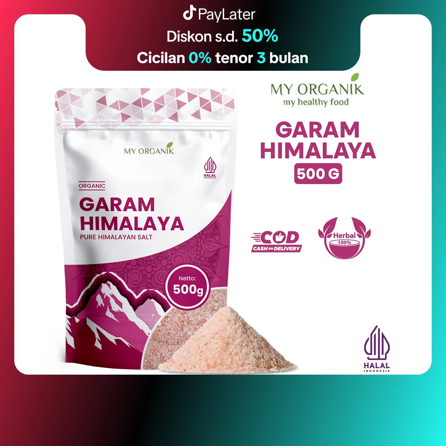 My Organik Garam Himalaya 500gr Pink Himalayan Salt Original Premium - Buy Now Pay Later