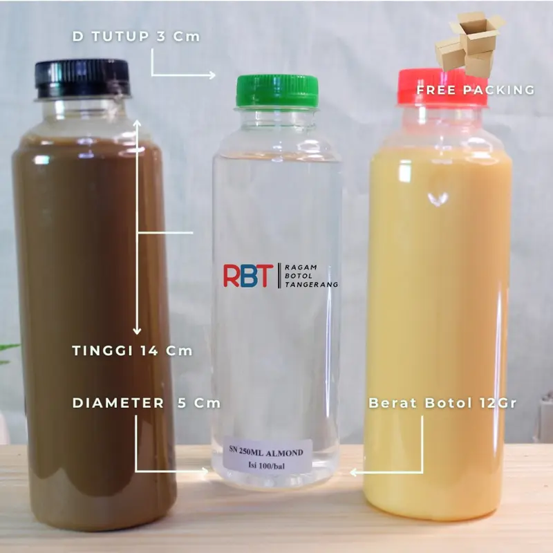 Botol PET 250ml/Botol Almond 250ml/Botol PET Tutup Short Neck 1