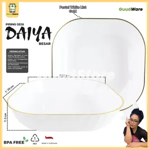 3-6 Pcs (BESAR) Daiya Piring Saji Kue Plastik  20 CMS Segi empat Crystal Anti pecah  / piring prasmanan / piring saji