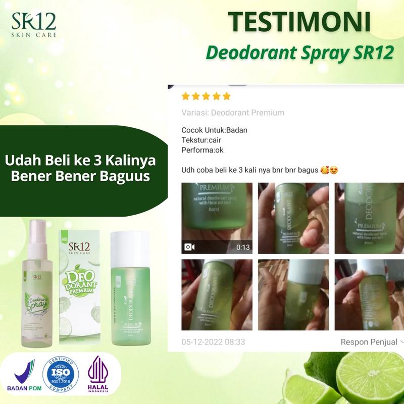 Deodorant Spray SR12 Ampuh Atasi Bau Ketiak dan Mencerahkan Aman Digunakan BPOM Tahan 48 Jam 4