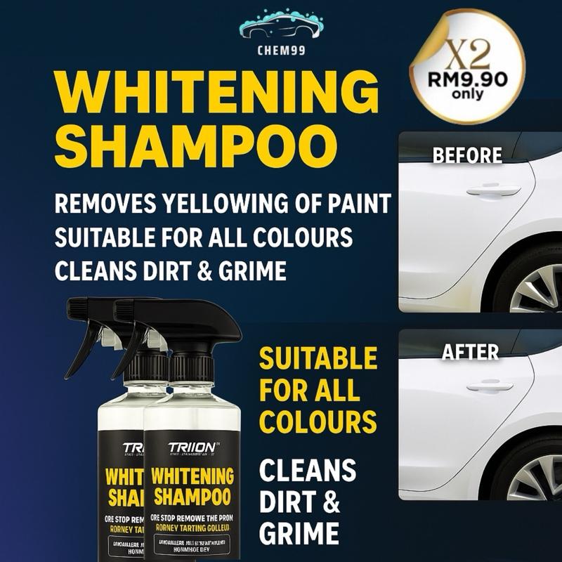Triion 350ml Whitening White Car Shampoo Sabun Kereta Putih STAIN Remover Super White spray kilat Botol
