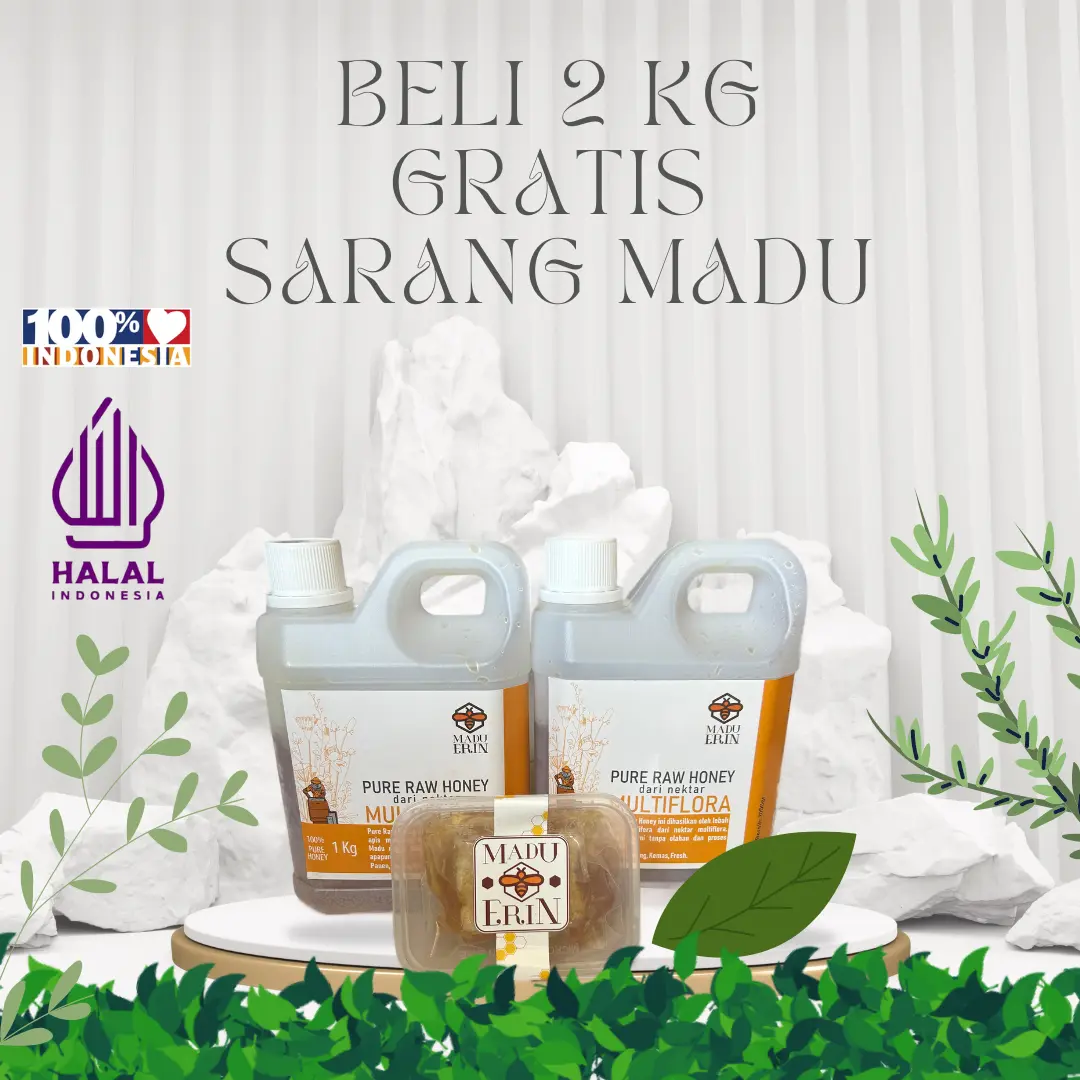 Madu Asli Multiflora 2 Kg Gratis 100gr Sarang Madu Honey