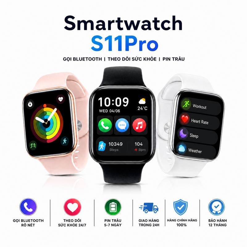Đồng Hồ Thông Minh VIVA S11 PRO 2.01 Inch - Nghe Gọi Bluetooth, Mặt Đồng Hồ Tuỳ Chỉnh, Nghe Nhạc, Theo Dõi Sức Khỏe, Pin Trâu