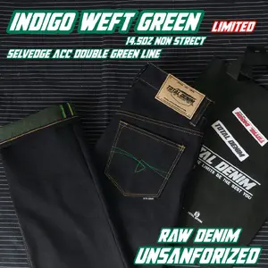 TOTAL DENIM indigo weft green selvedge acc celana denim dan jeans raw denim