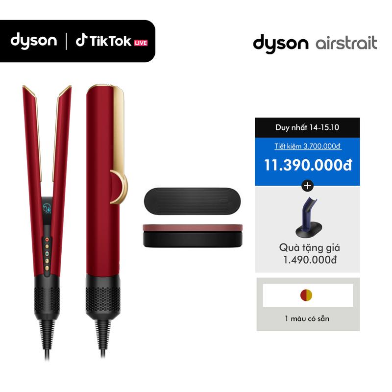 [21H 14.10: DYSON LIVESTREAM] Máy sấy duỗi Dyson Airstrait (Red Velvet/Gold)
