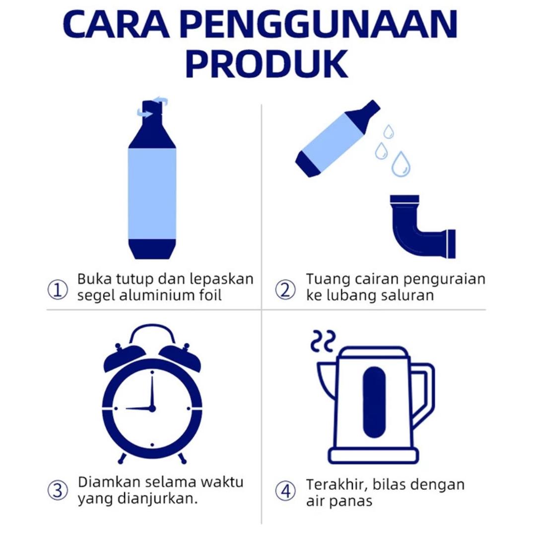 Pembersih Saluran Air 500ml Anti Sumbat Ampuh – Pelancar Pipa Toilet WC Kamar Mandi Wastafel Dapur, Penghancur Lemak & Kotoran Membandel