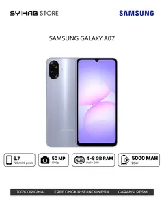 Samsung Galaxy A07 - Garansi Resmi Indonesia, Prosesor Helio G99, Layar 6.7", Kamera 50MP, Baterai 5000mAh, RAM 4GB, ROM 64GB, Dual SIM, 4G LTE, USB Type-C, Garansi Resmi Indonesia