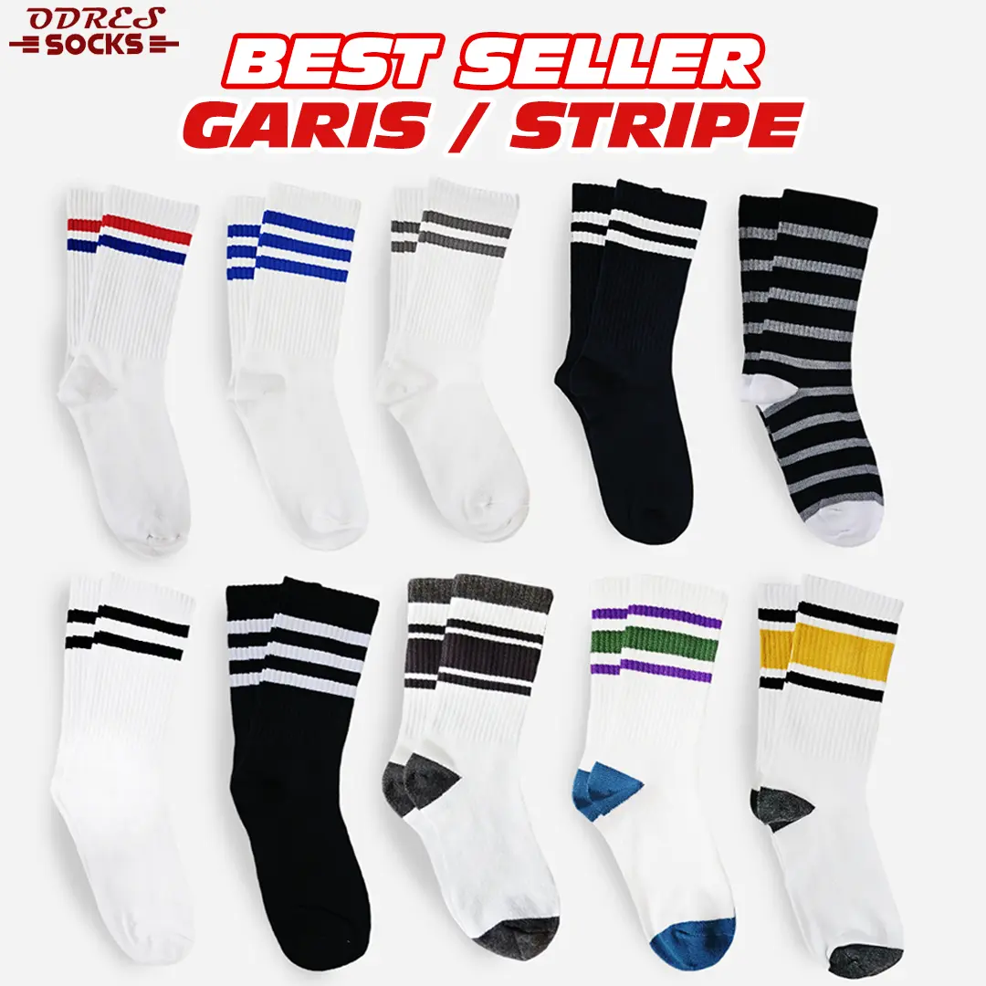 BEST SELLER - Kaos Kaki Oldschool Garis / Strip - Kaos Kaki Murah - ODRES.SOCK