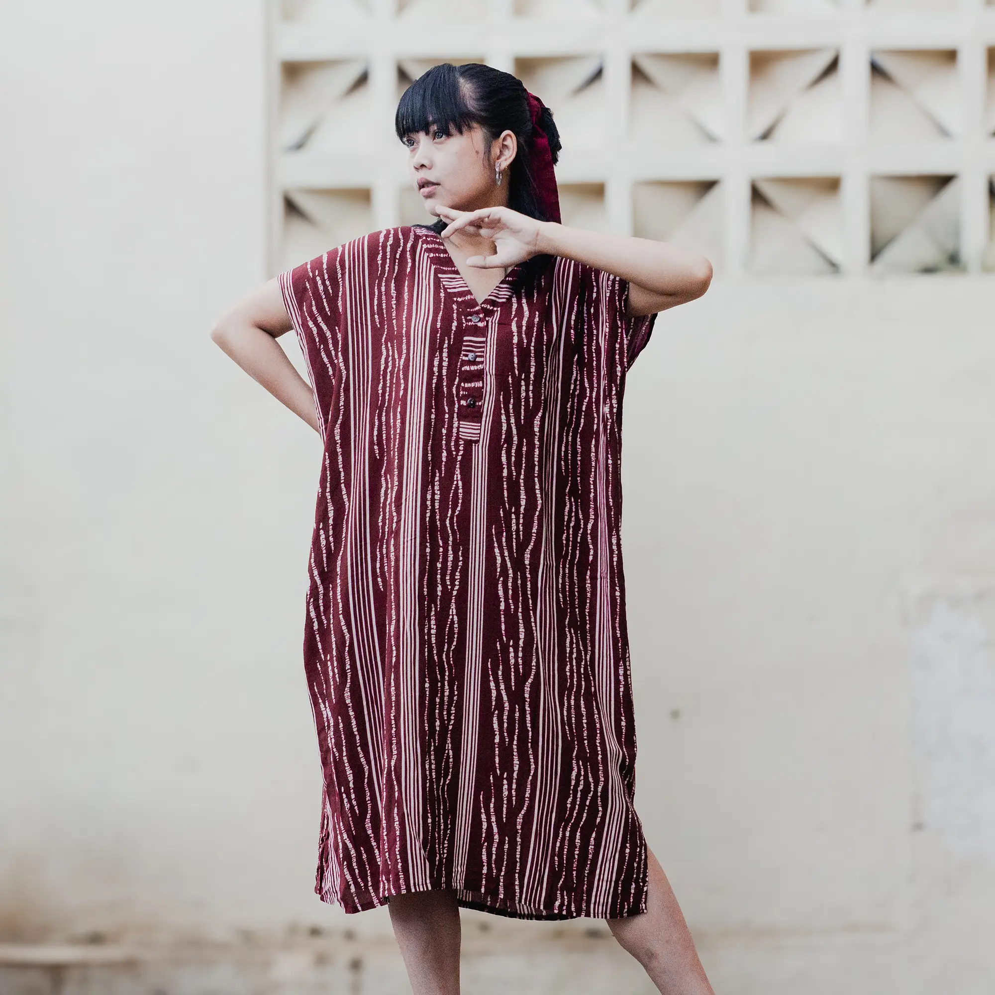 dress korean vintage Diora Dress Daster Nyaman Bumil Busui Friendly Jumbo Big Size Kancing by elmemor