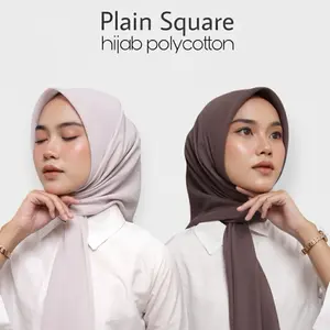 Hijab Polycotton Plain Square - Hijab Wanita