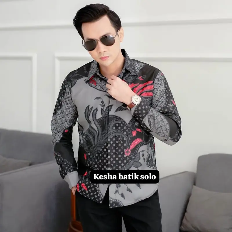 Kemeja batik slimfit lapis furing lengan panjang premium motif MEGANANDA bahan halus tebal Katun Pria 0