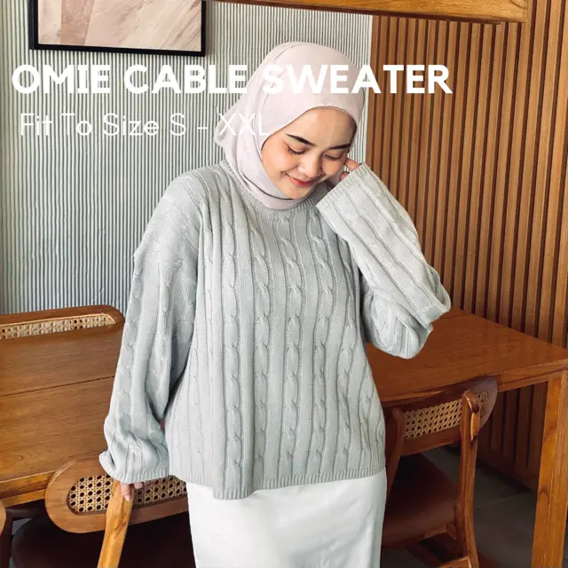 Damawa Cable Sweater Oversize Wanita Fit BB 100 KG Atasan Knitwear Cro Crewneck 0