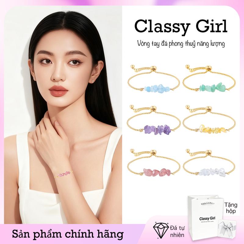  【Sản phẩm mới Vòng tay đá phong thủy năng lượng Vòng tay thu hút may mắn và tình duyên thịnh vượng tình yêu và sự nghiệp may mắn cho trang sức cặp đôi nam nữ-Classy Girl 