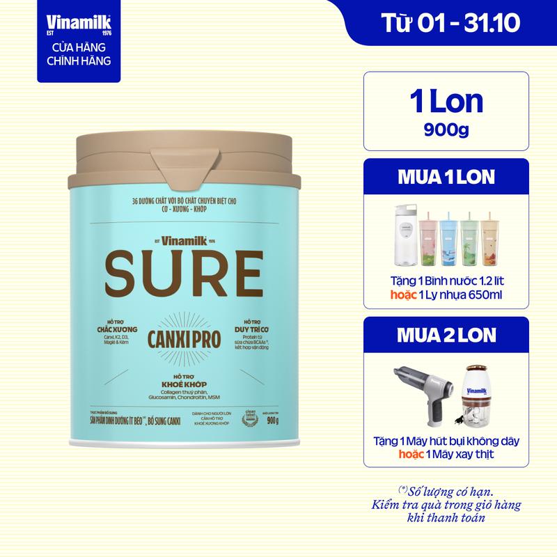 [Có thể nhận Bao bì Cũ/Mới] [DEAL HOT] Sữa bột Vinamilk CanxiPro 900g (Hộp thiếc) - Sữa bổ sung Canxi cho người cao tuổi