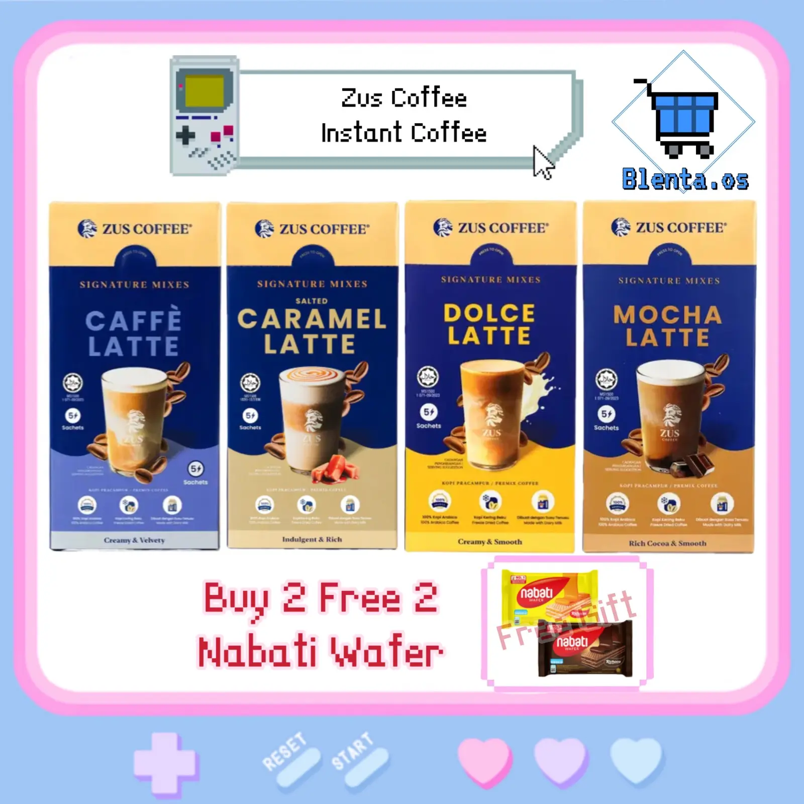 Zus Coffee Instant Coffee Caffe Latte/Caramel Latte/Dolce Latte/Mocha Latte x5’sSG READY STOCK