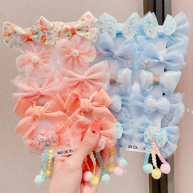 Kẹp Tóc Nơ Hoa Cho Trẻ Em, Phụ Kiện Đội Đầu Cho Em Bé Dễ Thương, 10 Cái, Thích Hợp Cho Bé Gái, Kẹp Bên Không Làm Tổn Thương Tóc, Làm Bằng Vải Gạc, Phụ Kiện Tóc 2
