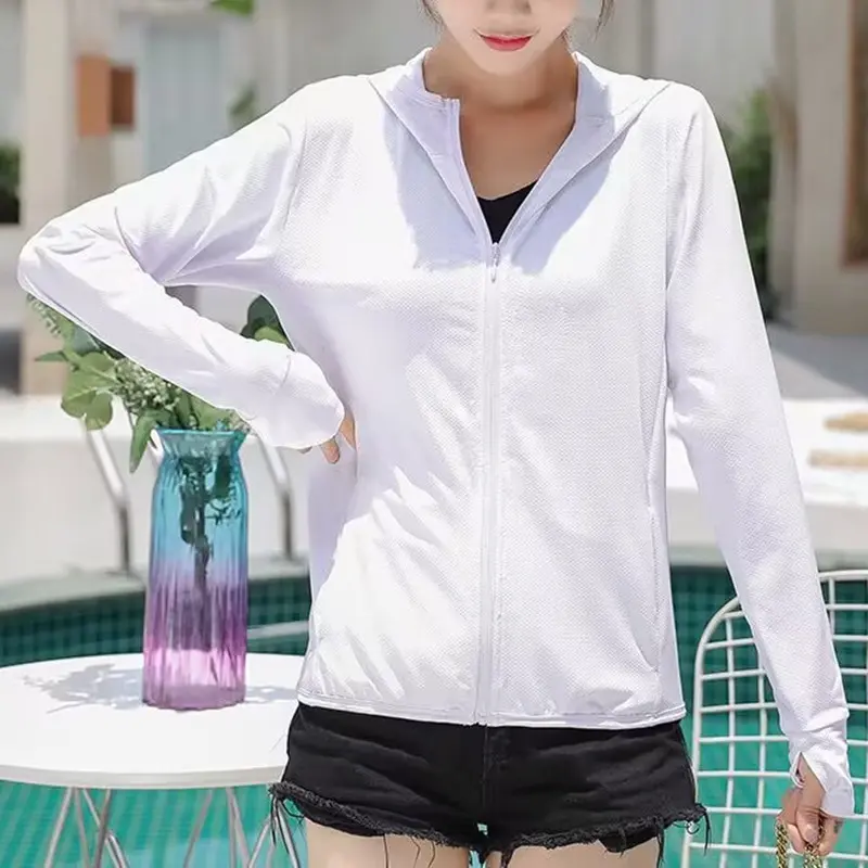 UPF 50+ UV Sun Protection Women's Clothing Zip Up Hoodie Long Sleeve Fishing Running Hiking Jacket Outdoor Performance Shirt