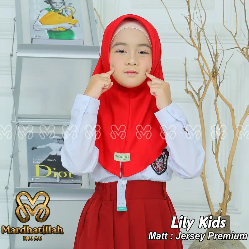 Kerudung Lily kids bergo anak sekolah jersey by mardhatillah hijab Muslim Instan Renda Syari pramuka 6