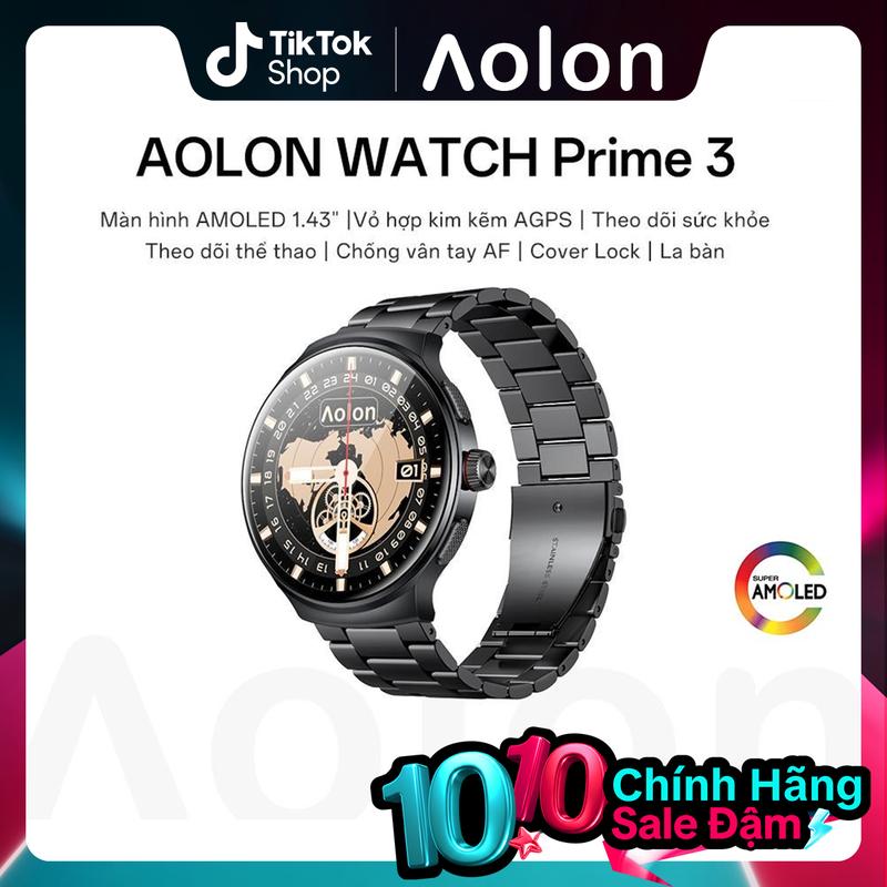 AOLON Prime 3 Đồng hồ thông minh  Smartwatch AMOLED AGPS  | Theo dõi thể thao & sức khỏe Đếm giờ | IP68 | Phong cách công đồng hồ chạy bộ cho nam Chống nước và có thể kết nối với điện thoại di động đẹp trai và hào phóng Làm Phim bảo vệ miễn phí