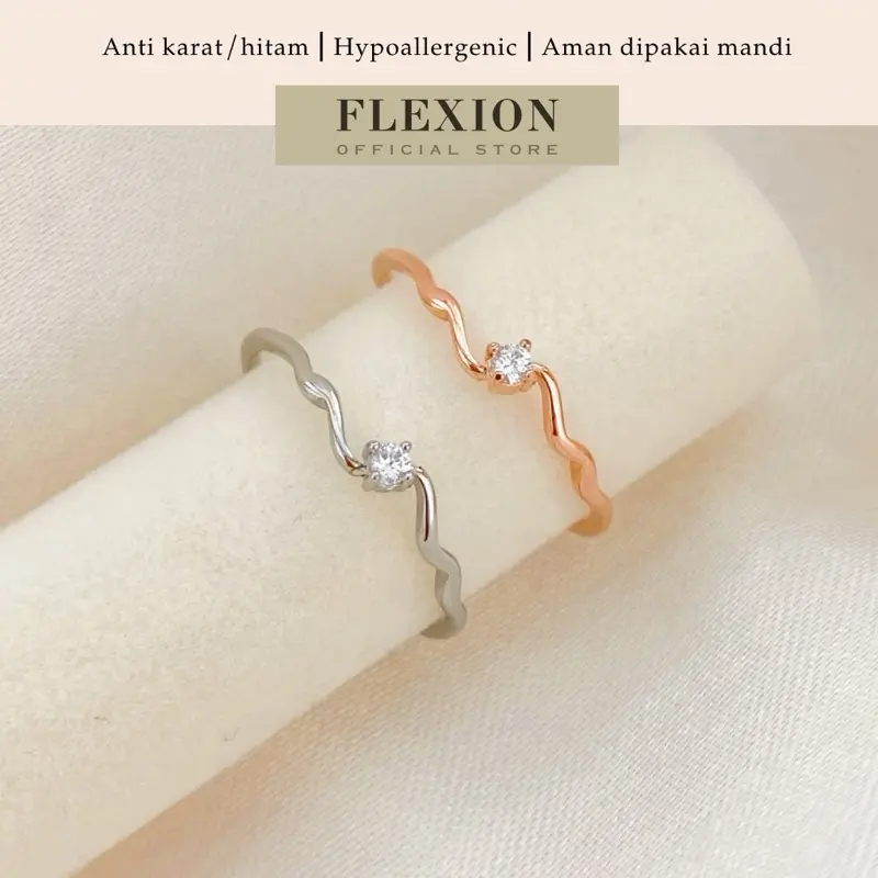 Flexion - Cincin Luminere Titanium Anti Karat/Hitam/Luntur - Free Ring Adjuster - Aksesoris dan Perhiasan Fashion Korea Aesthetic Classy Silver Rosegold - Stainless Steel 316L - 18K Gold Plated 0
