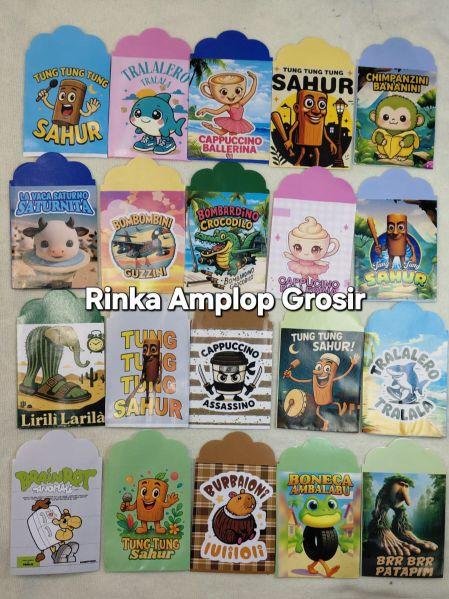(PROMO) 100Pcs Amplop Medium Tung-Tung Sahur 2026 Bahan Art Paper Glossy