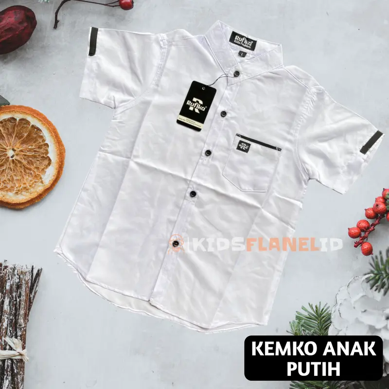 COD Kemeja Koko Anak Laki-laki Polos Lengan Pendek Bahan Katun usia 2 3 4 5 6 7 8 9 10 Tahun KF043 5