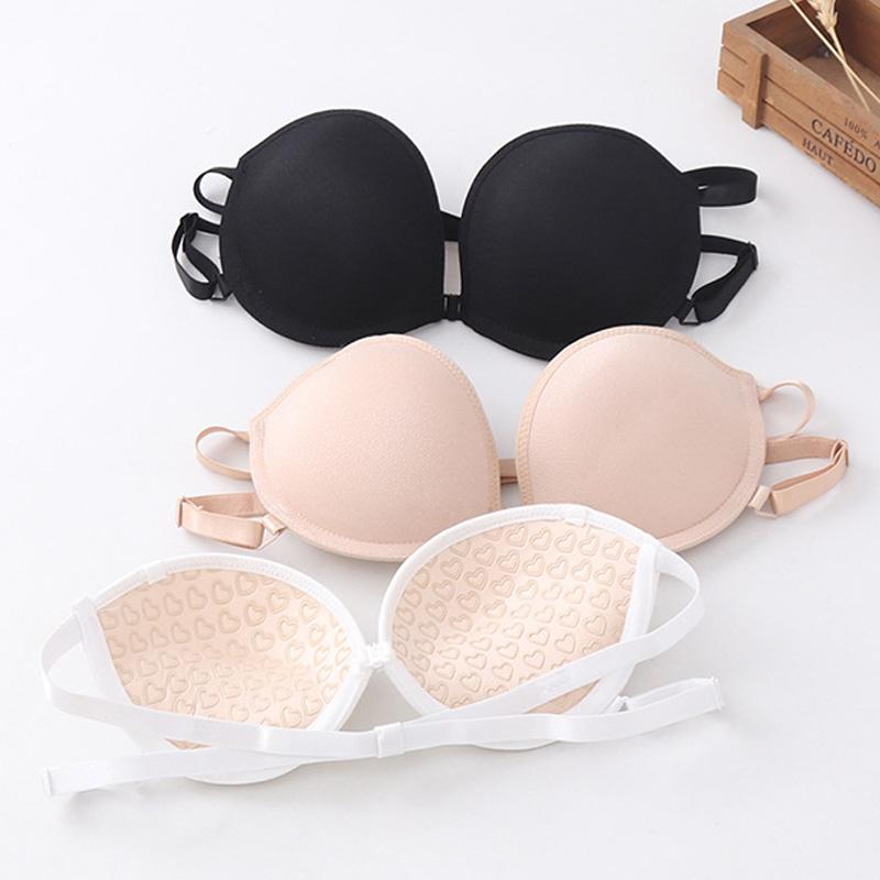 Áo Ngực Không Dây, Phong Cách Nhật Bản, Đẩy Lên, Cỡ Ngực Nhỏ Phóng Đại, Không Trơn Trượt, Đồ Lót Vô Hình Dán Ngực Nữ, Liền Mạch, Lưng Đẹp Bra Top Đen