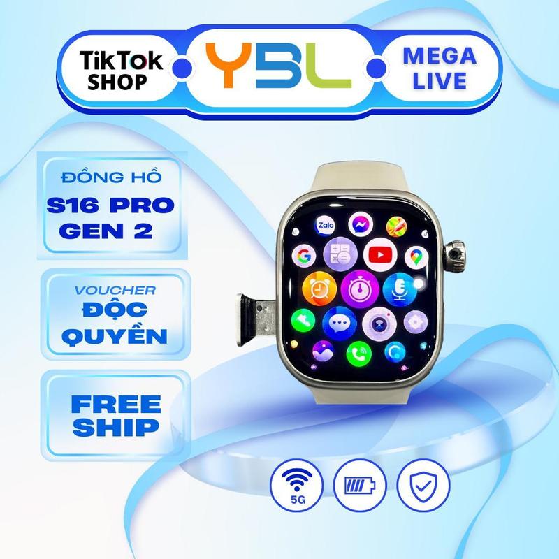 Dương Anh Đồng Hồ Thông Minh S16 Pro Gen 2 Màn Hình Super AMOLED 2.1 Inch Kết Nối Wifi Tải Ứng Dụng Chơi Game Có Sim Nghe Gọi 2 Chiều Camera Xoay 180 Độ Pin 1080mAh Theo Dõi Sức Khỏe