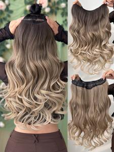 U字型ロングカール合成クリップインヘアエクステ、ボリュームと長さを追加、簡単取付、日常や特別なシーンに適した