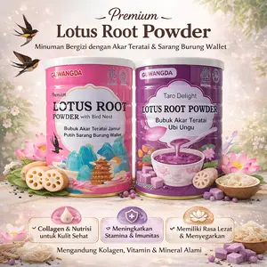 Oufen Paket Bundling 2 Kaleng Lotus Root Powder Rose Chia Seed & Ubi Ungu Almond BPOM - Manis Segar Rasa Buah Strawberry Cherry Kismis Kurma Merah Biji Melon Wijen Labu Chia Seed Almond Halal
