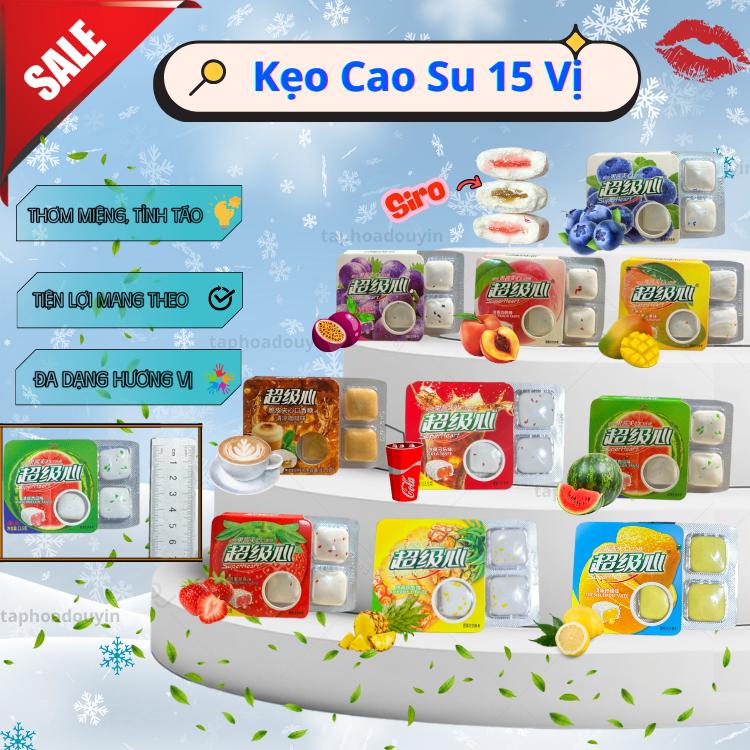   Bán Chạy  Kẹo cao su  SUPERHEART 15 vị mát lạnh sảng khoái bạc hà kết hợp hoa quả 4 viên to vỉ 